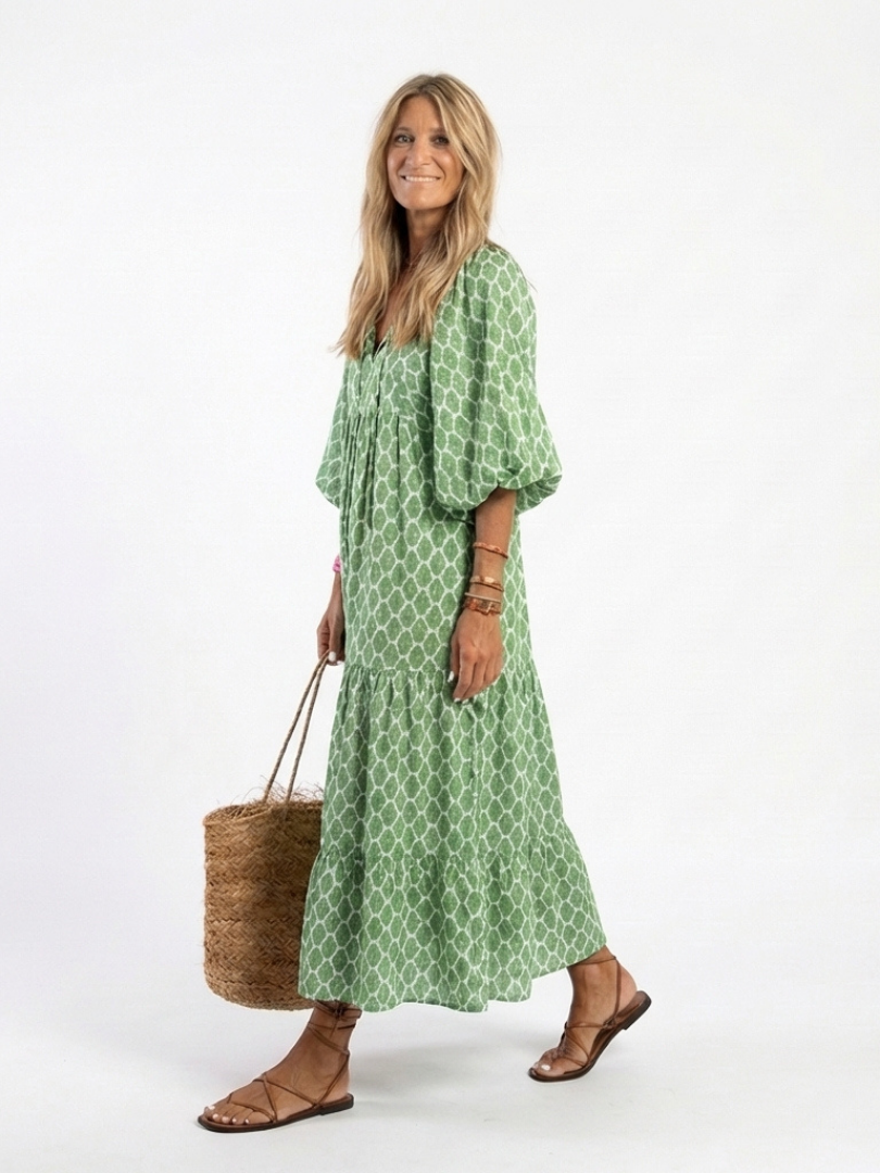 Sawyer | Robe longue bohème imprimée à volants étagés