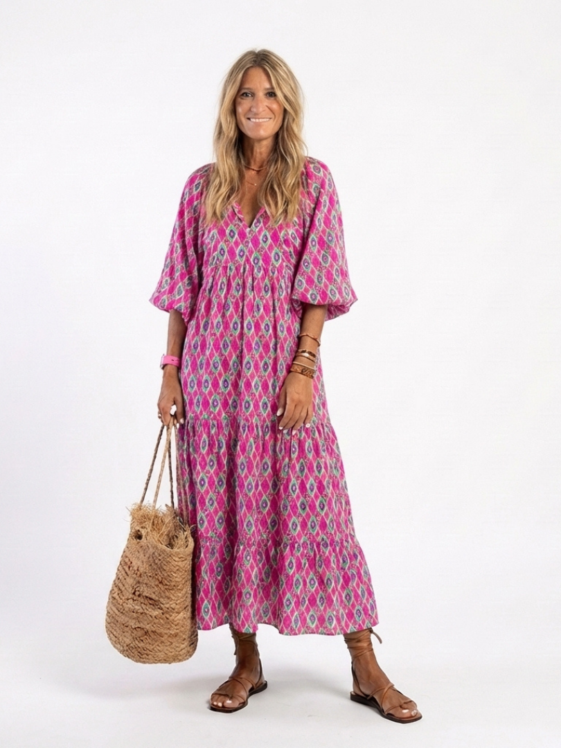 Sawyer | Robe longue bohème imprimée à volants étagés