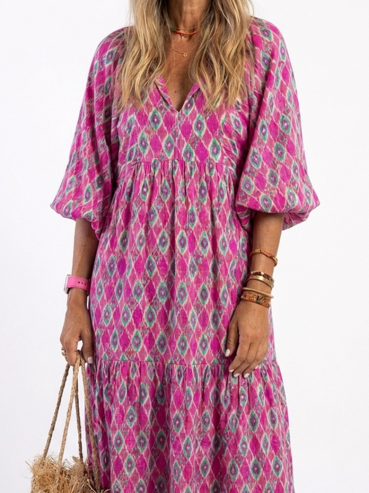 Sawyer | Robe longue bohème imprimée à volants étagés