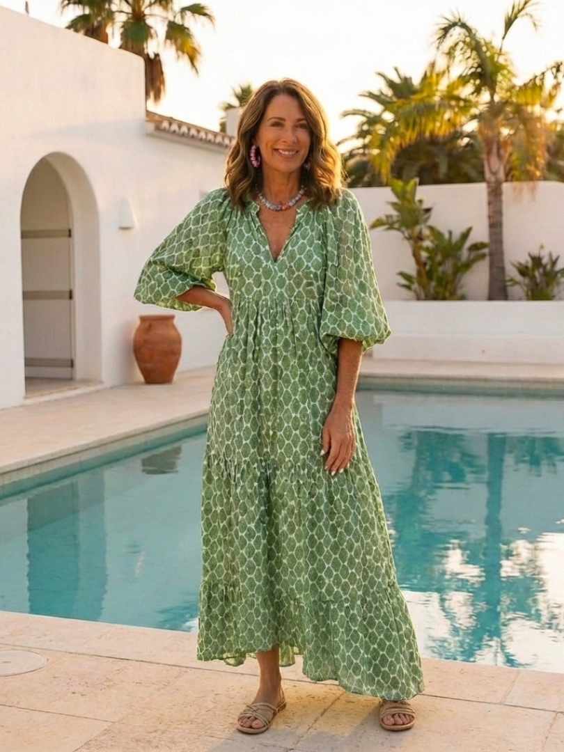 Sawyer | Robe longue bohème imprimée à volants étagés