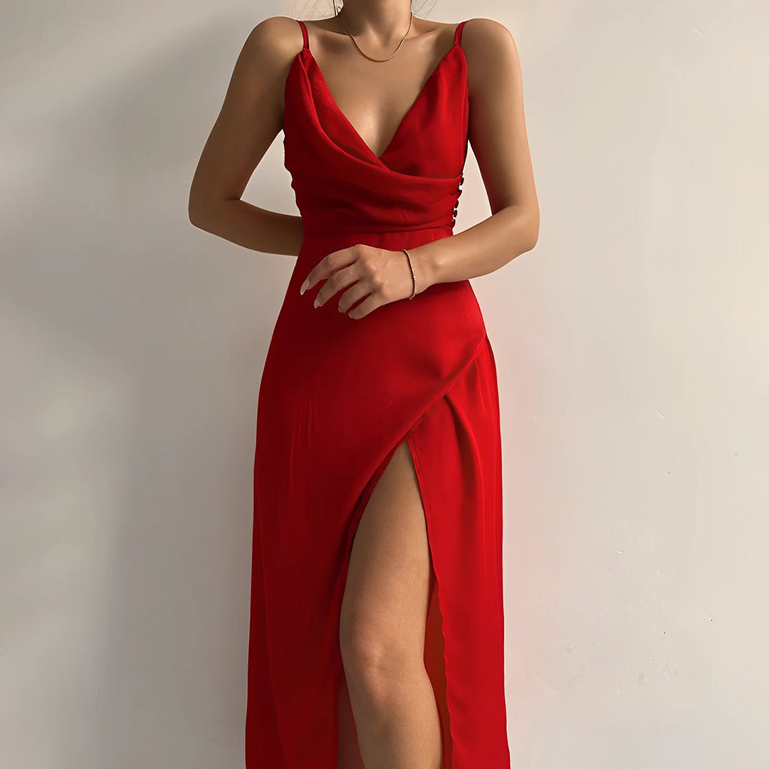 Charlie | Abito lungo da donna drappeggiato con spacco alto