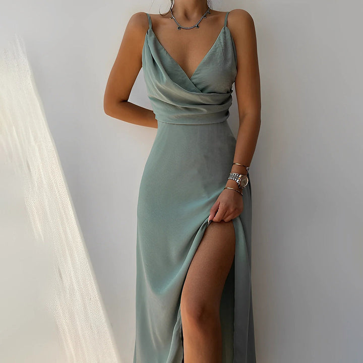Charlie | Abito lungo da donna drappeggiato con spacco alto