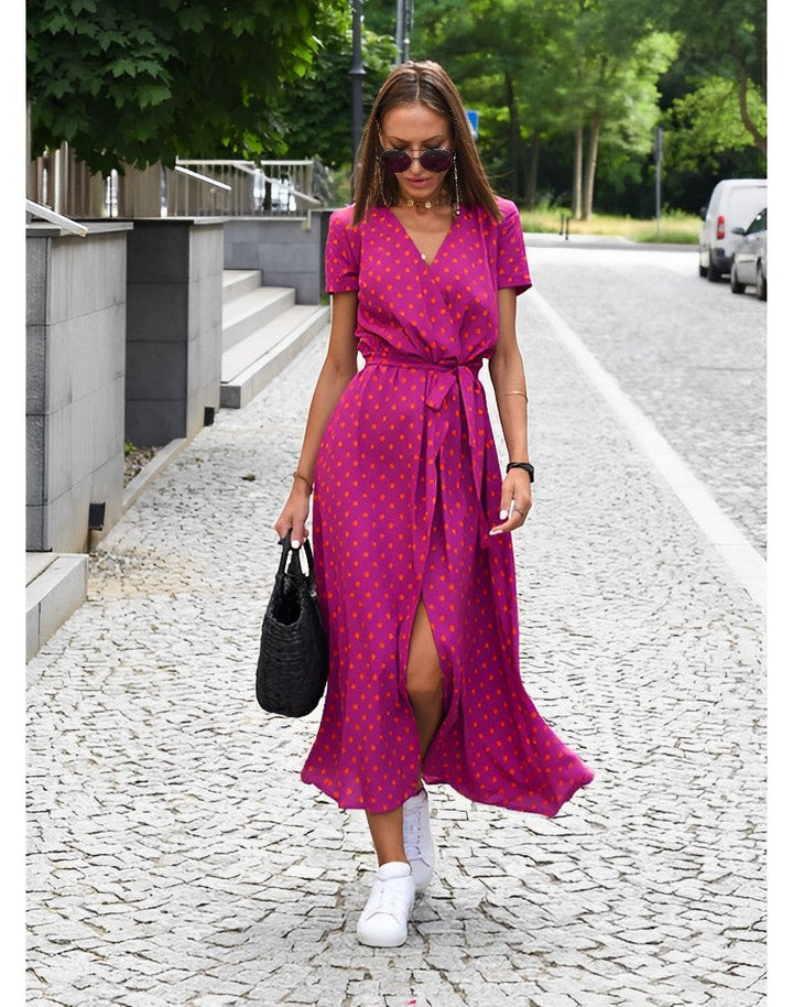 Laila | Vestido midi floral com laço na cintura