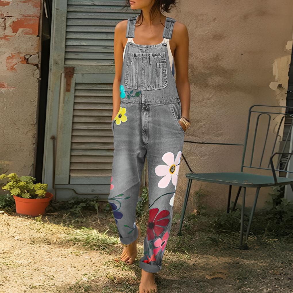 Jessica | Macacão de ganga elegante com padrão floral