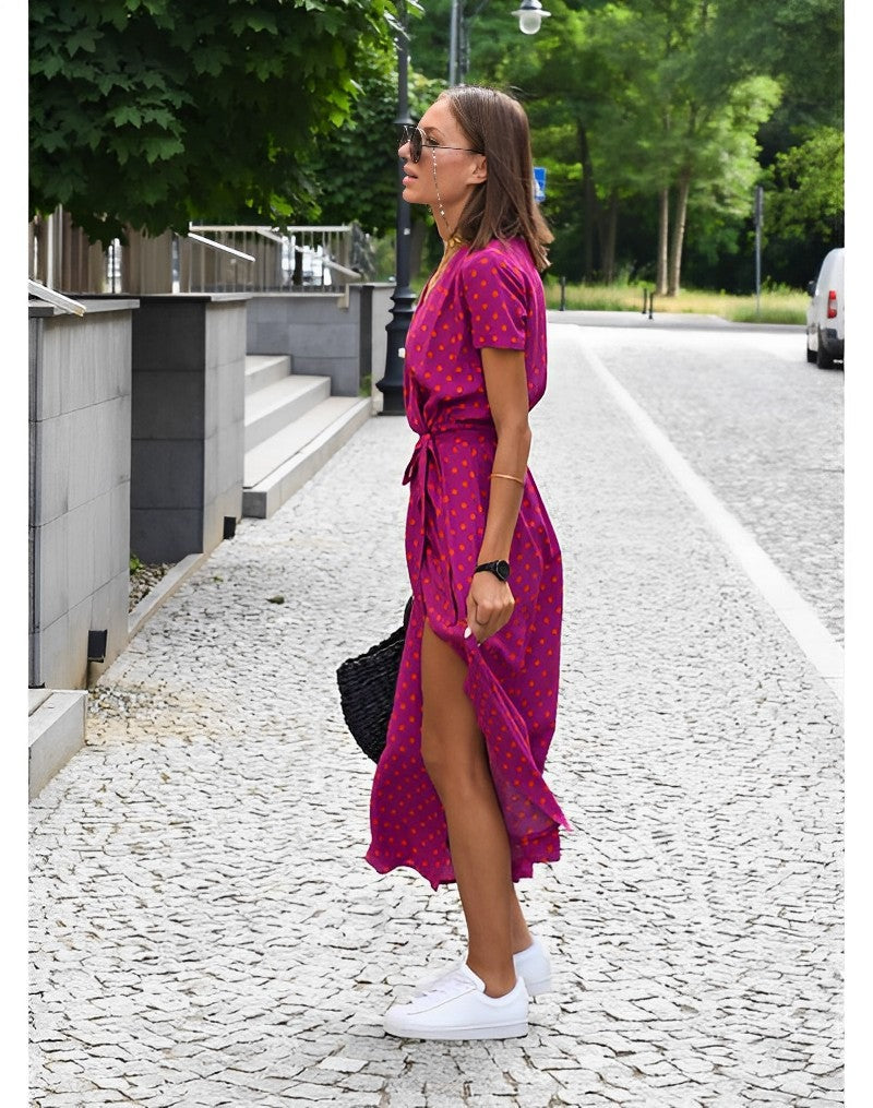 Laila | Vestido midi floral com laço na cintura