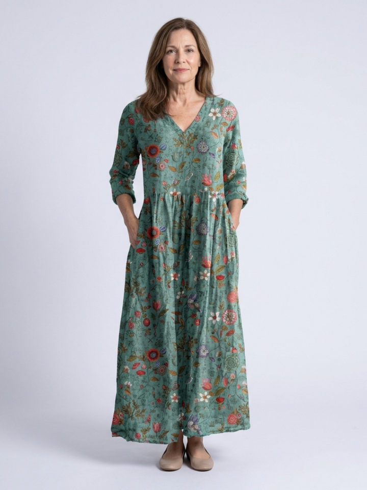 Sutton | Robe longue bohème imprimée à volants étagés