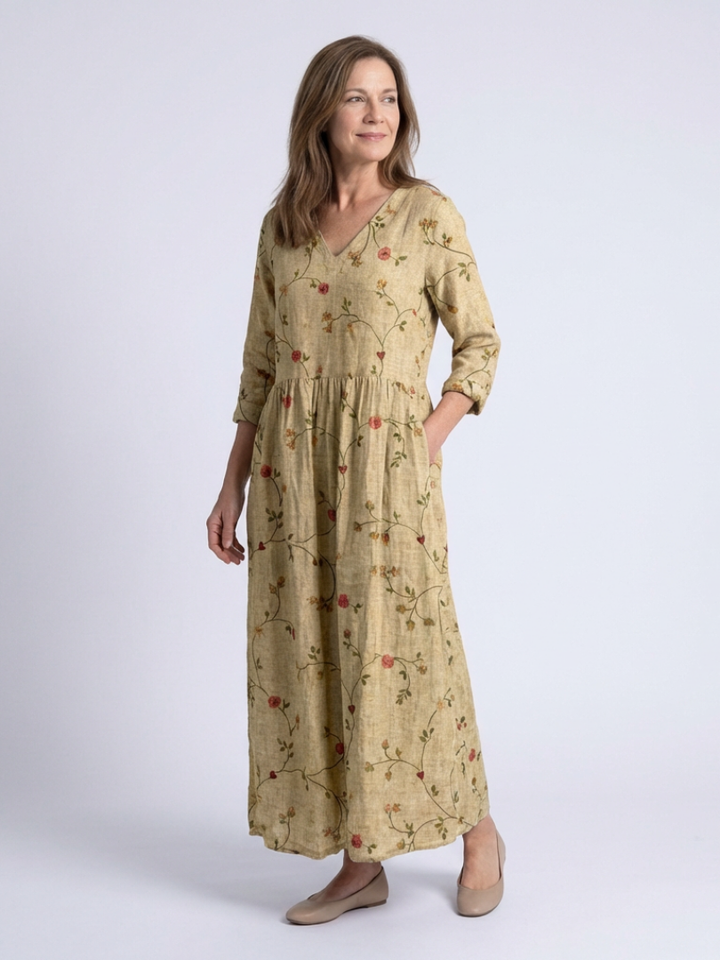 Sutton | Robe longue bohème imprimée à volants étagés