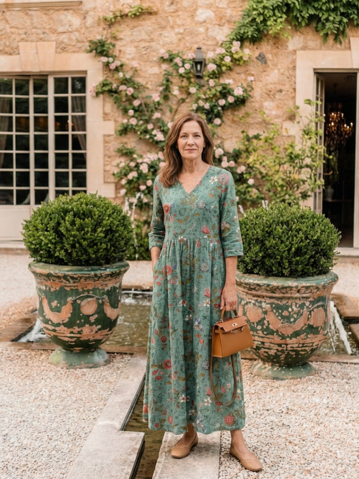 Sutton | Robe longue bohème imprimée à volants étagés