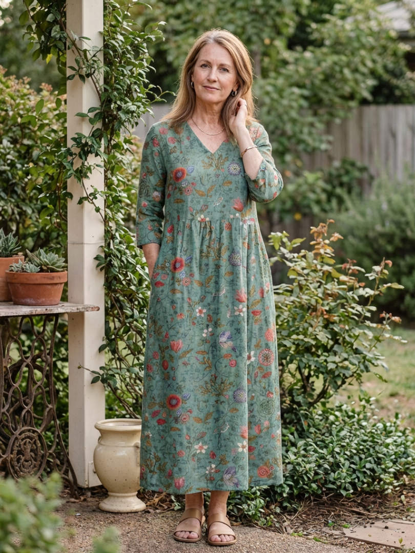 Sutton | Robe longue bohème imprimée à volants étagés