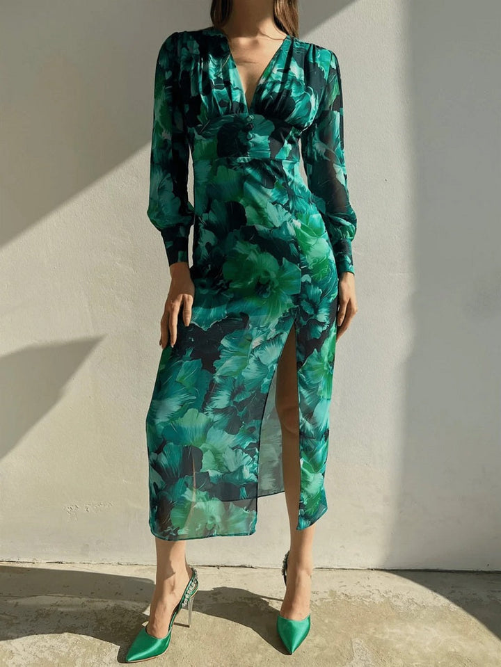 Kendall | Μίντι φόρεμα από σιφόν με floral μοτίβο