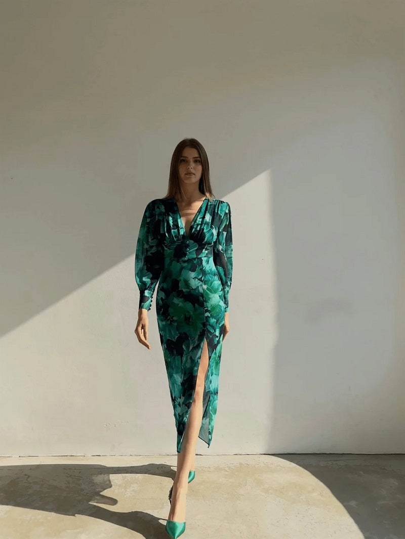 Kendall | Μίντι φόρεμα από σιφόν με floral μοτίβο
