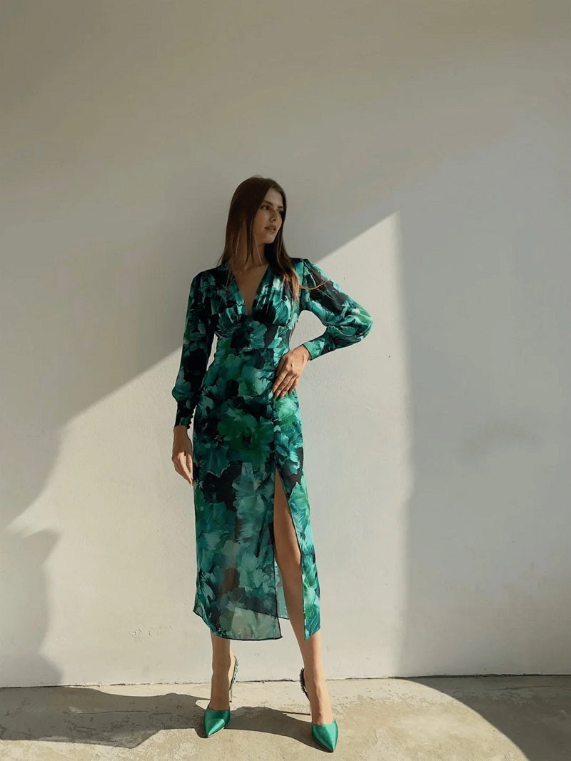 Kendall | Μίντι φόρεμα από σιφόν με floral μοτίβο