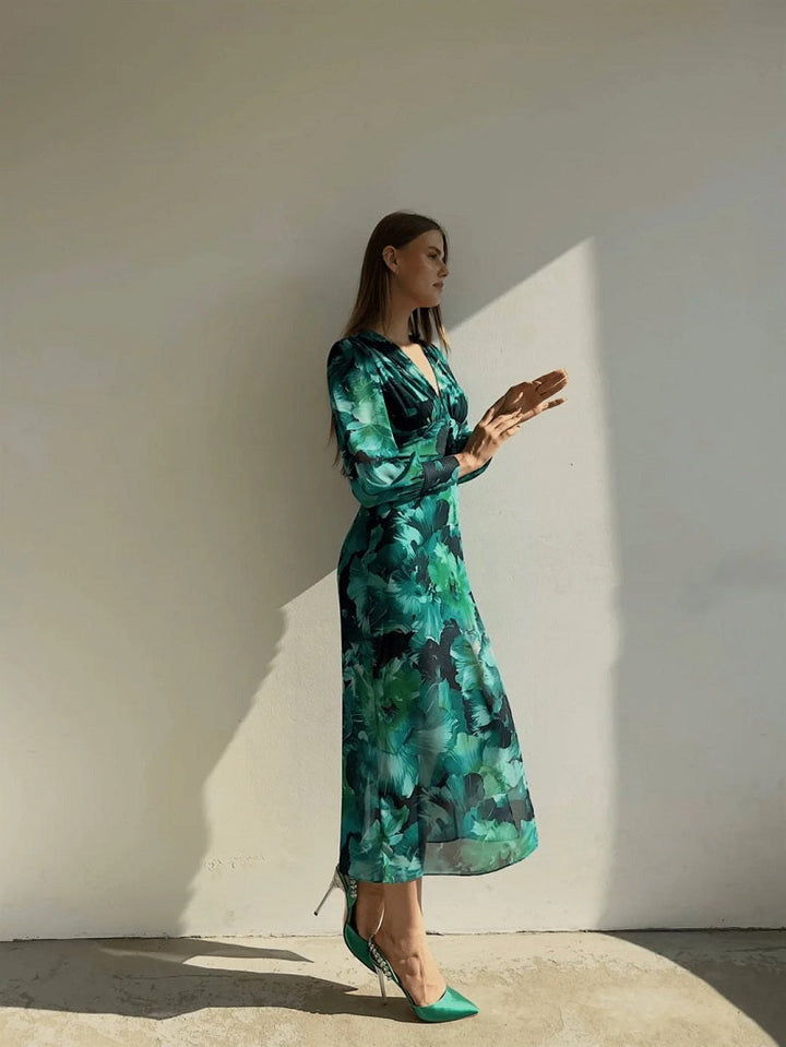 Kendall | Μίντι φόρεμα από σιφόν με floral μοτίβο