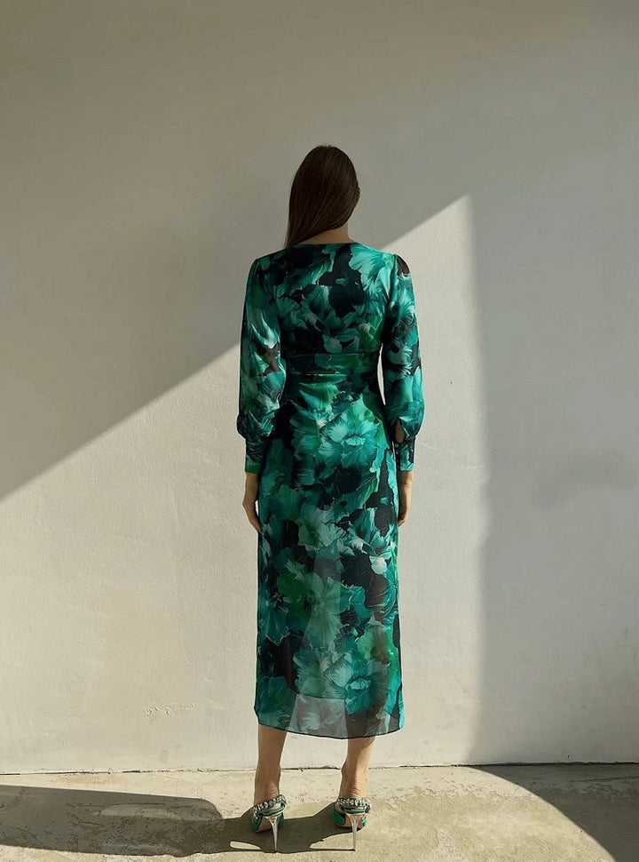 Kendall | Μίντι φόρεμα από σιφόν με floral μοτίβο
