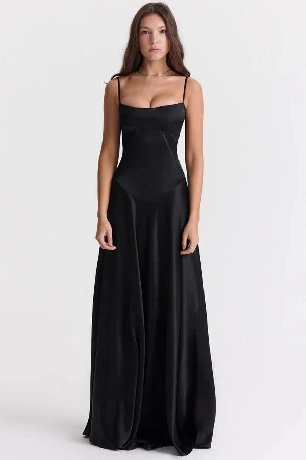 Gabriella | Robe longue corset en satin soyeux
