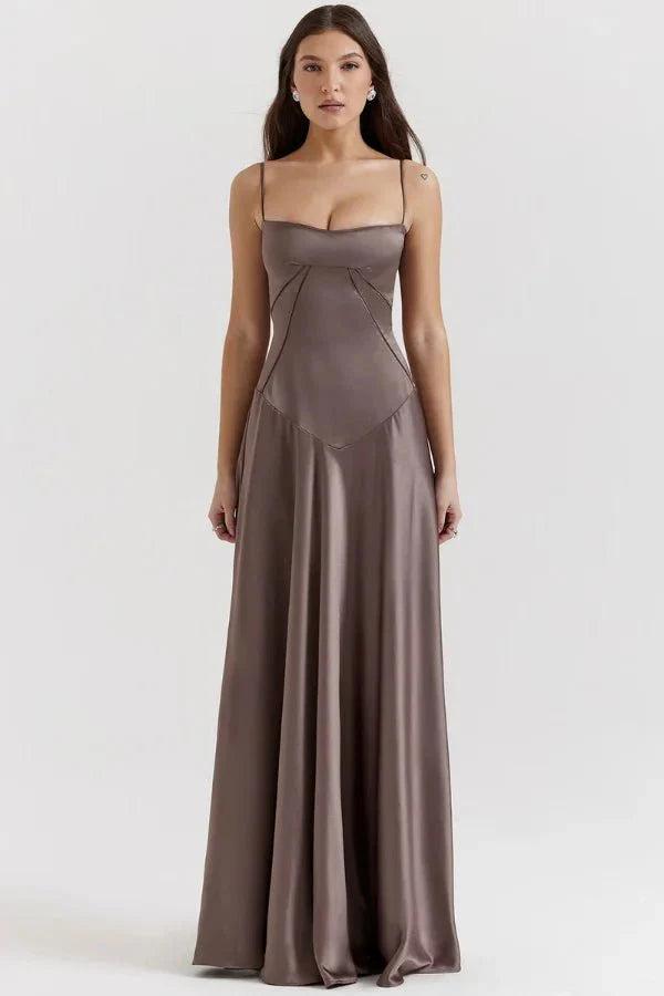 Gabriella | Robe longue corset en satin soyeux