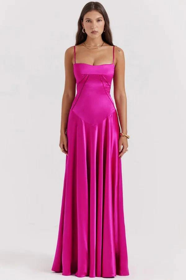 Gabriella | Robe longue corset en satin soyeux