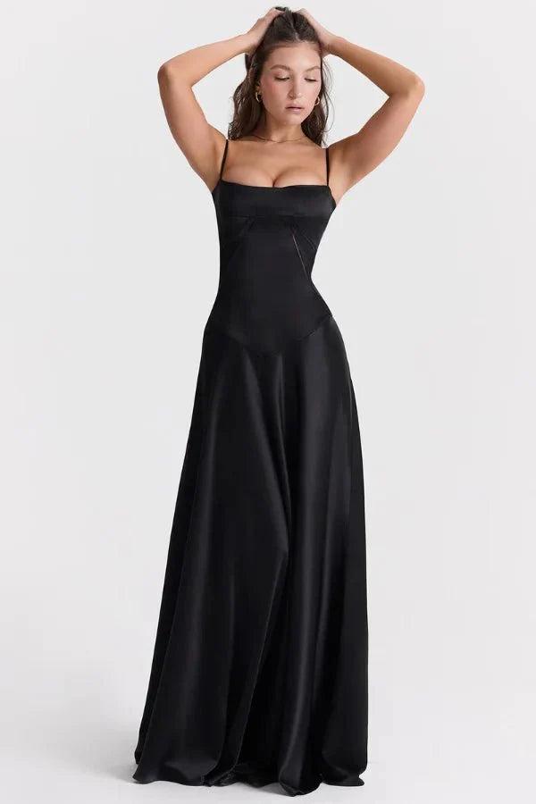 Gabriella | Robe longue corset en satin soyeux