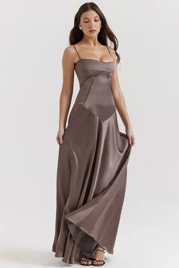 Gabriella | Robe longue corset en satin soyeux
