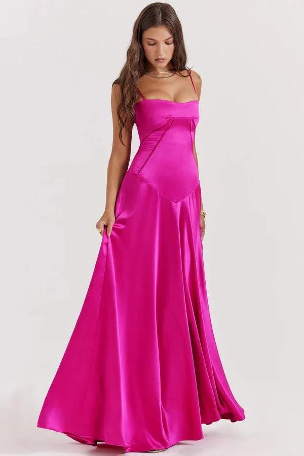 Gabriella | Robe longue corset en satin soyeux