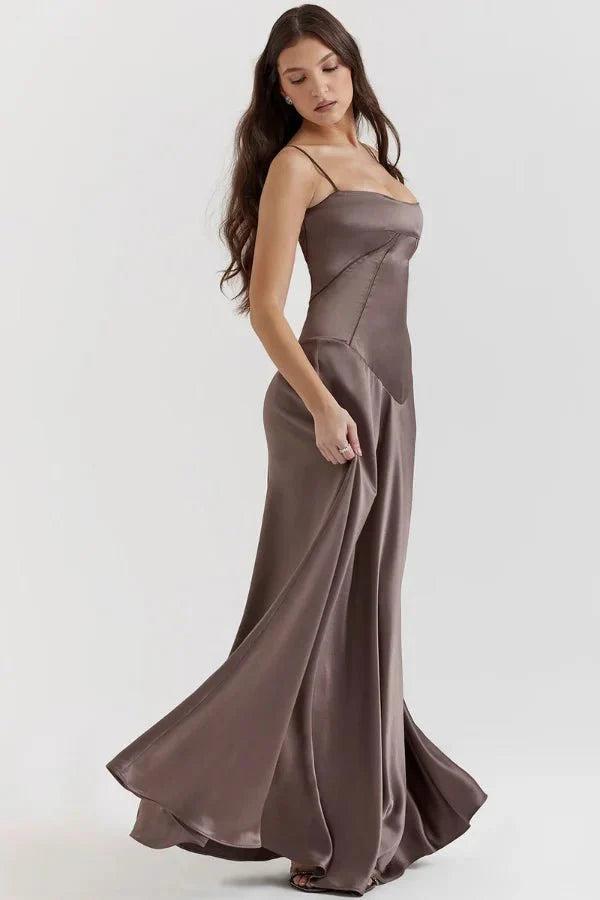 Gabriella | Robe longue corset en satin soyeux