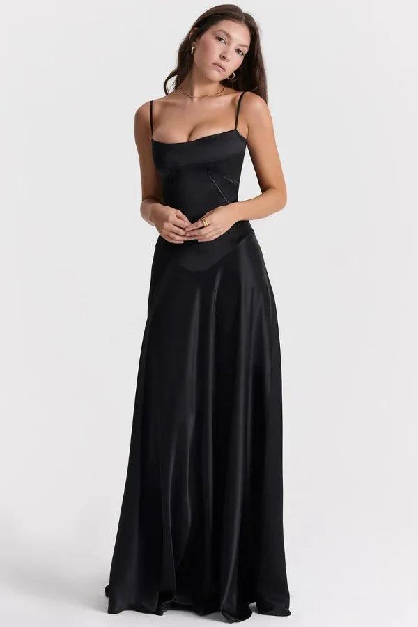Gabriella | Robe longue corset en satin soyeux