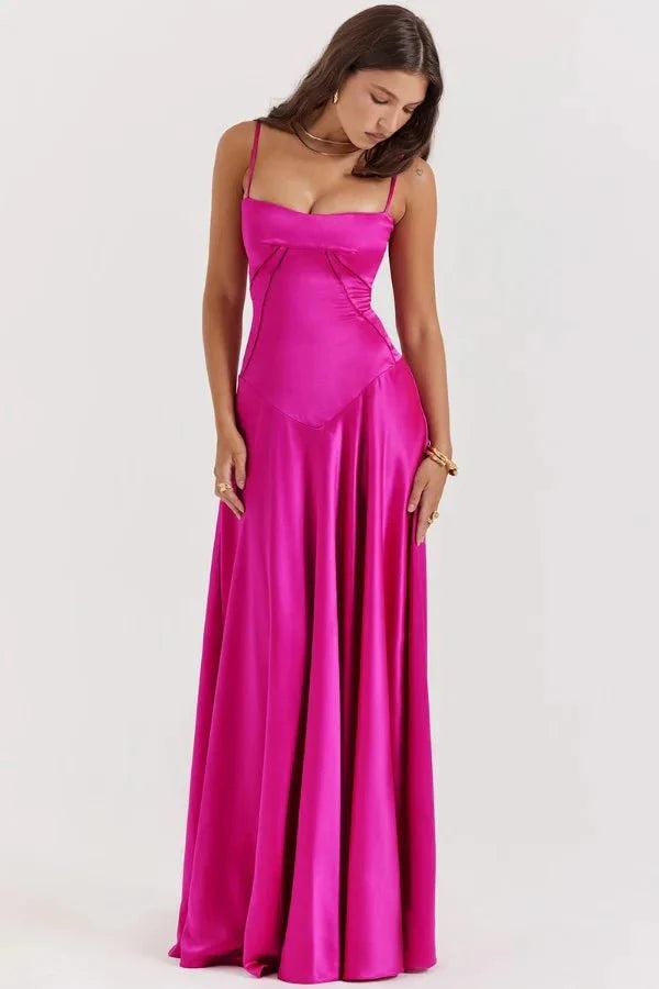 Gabriella | Robe longue corset en satin soyeux