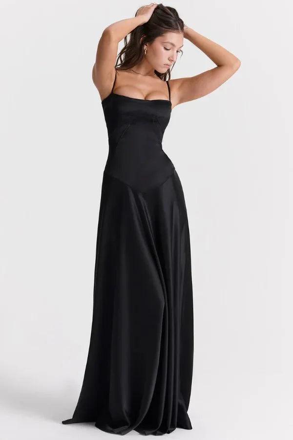 Gabriella | Robe longue corset en satin soyeux