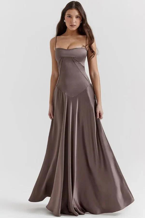 Gabriella | Robe longue corset en satin soyeux