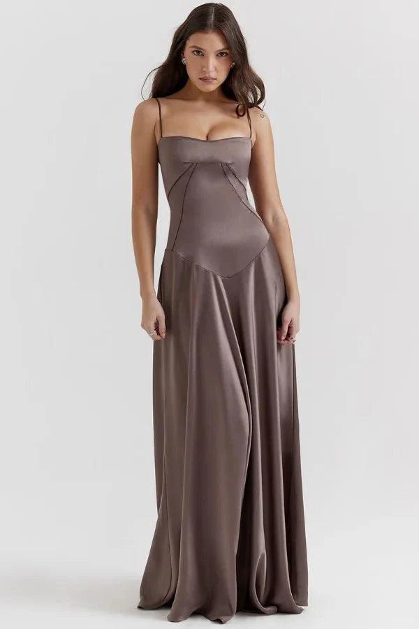 Gabriella | Robe longue corset en satin soyeux
