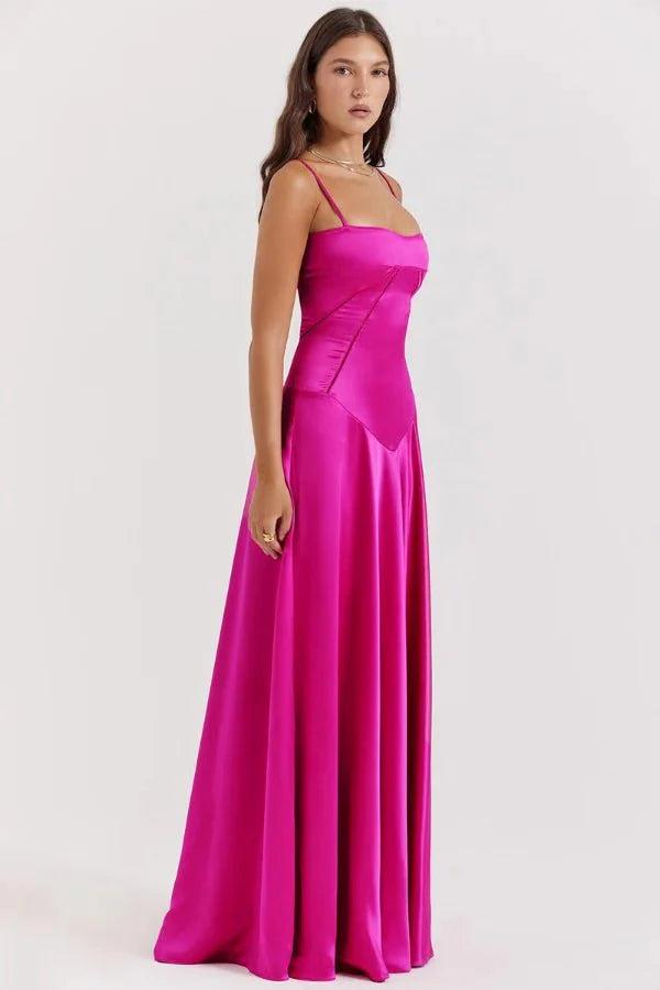 Gabriella | Robe longue corset en satin soyeux