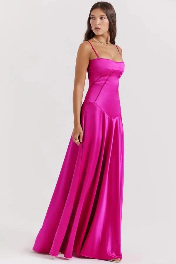 Gabriella | Robe longue corset en satin soyeux