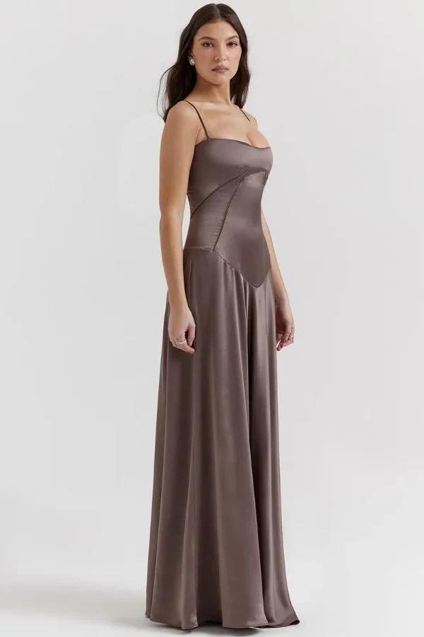 Gabriella | Robe longue corset en satin soyeux