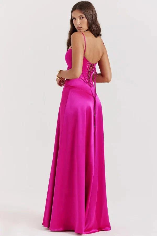 Gabriella | Robe longue corset en satin soyeux