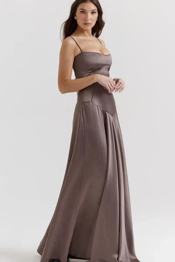 Gabriella | Robe longue corset en satin soyeux