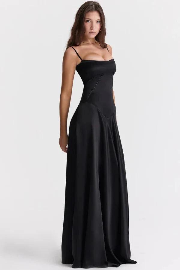 Gabriella | Robe longue corset en satin soyeux