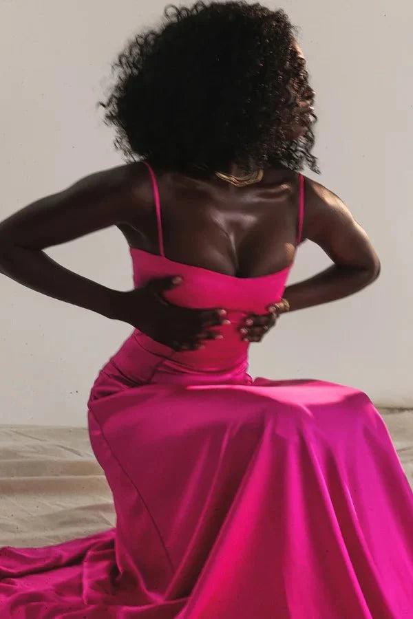 Gabriella | Robe longue corset en satin soyeux