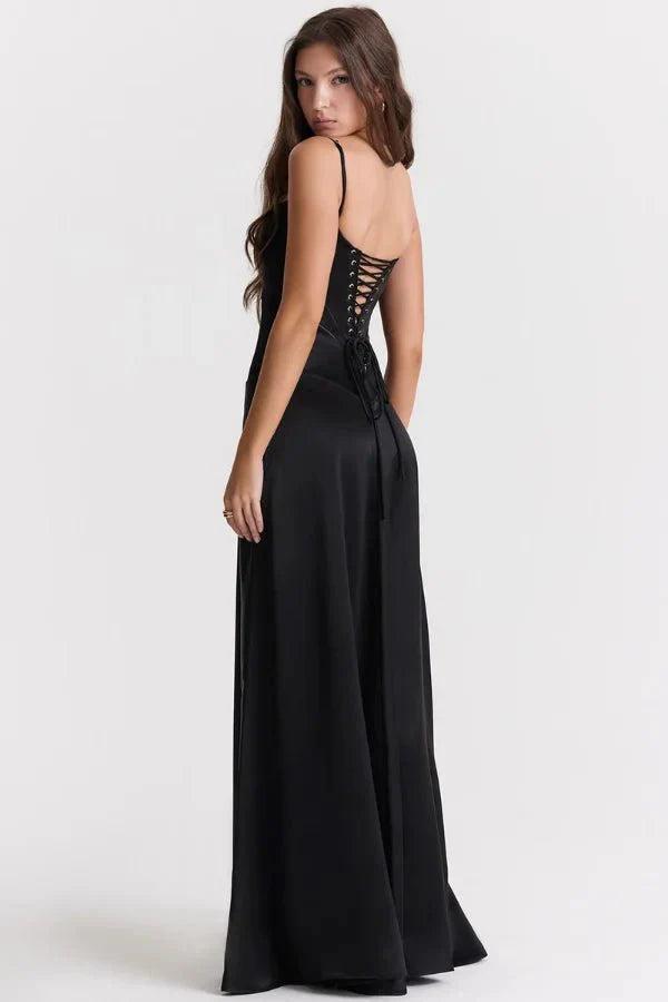 Gabriella | Robe longue corset en satin soyeux