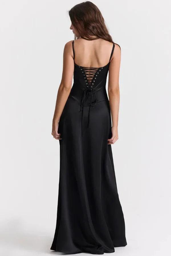 Gabriella | Robe longue corset en satin soyeux