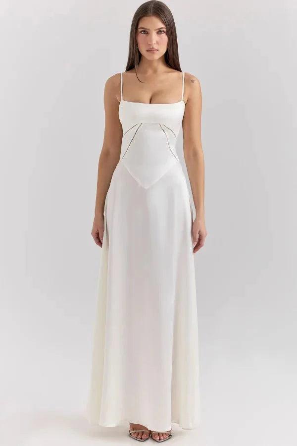 Gabriella | Robe longue corset en satin soyeux