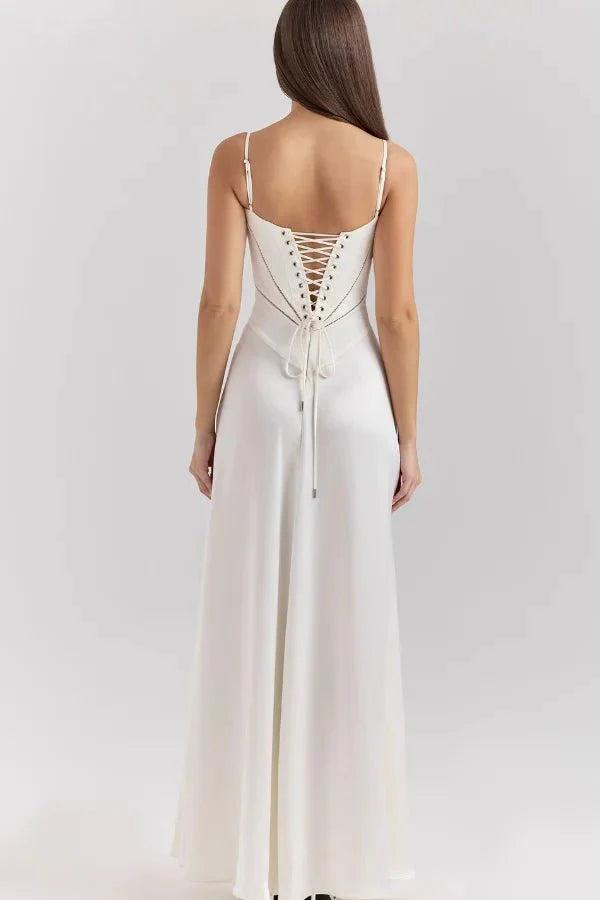 Gabriella | Robe longue corset en satin soyeux