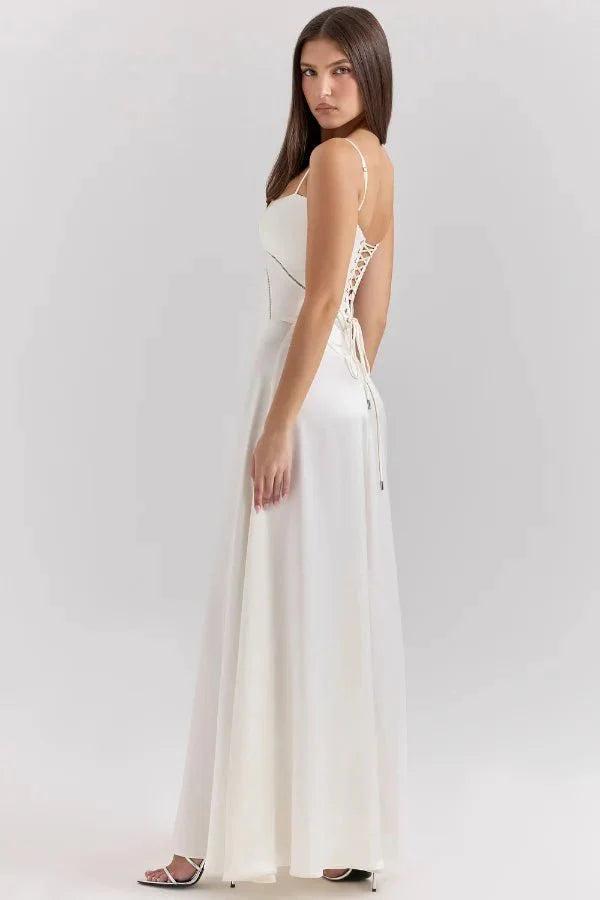 Gabriella | Robe longue corset en satin soyeux