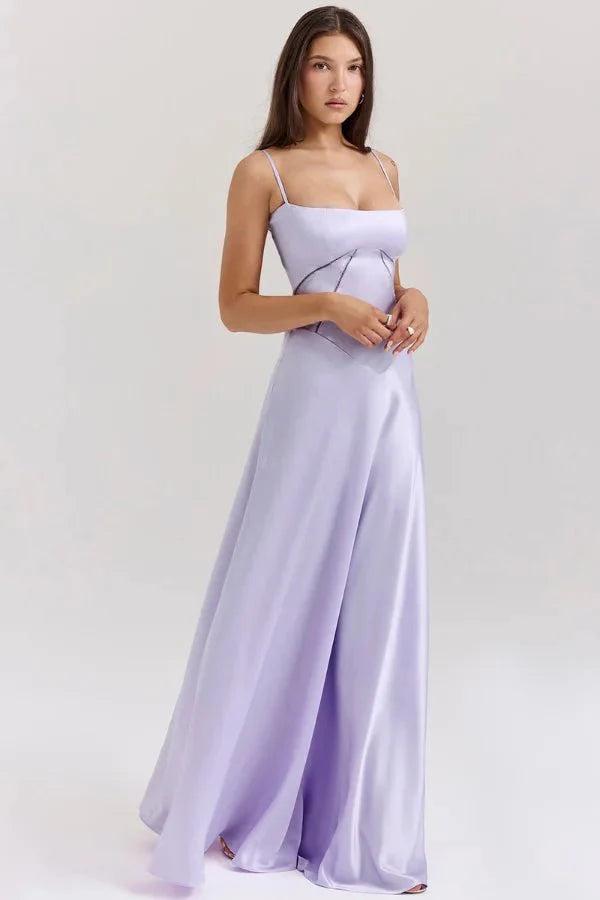 Gabriella | Robe longue corset en satin soyeux