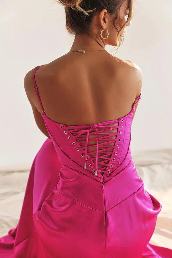 Gabriella | Robe longue corset en satin soyeux