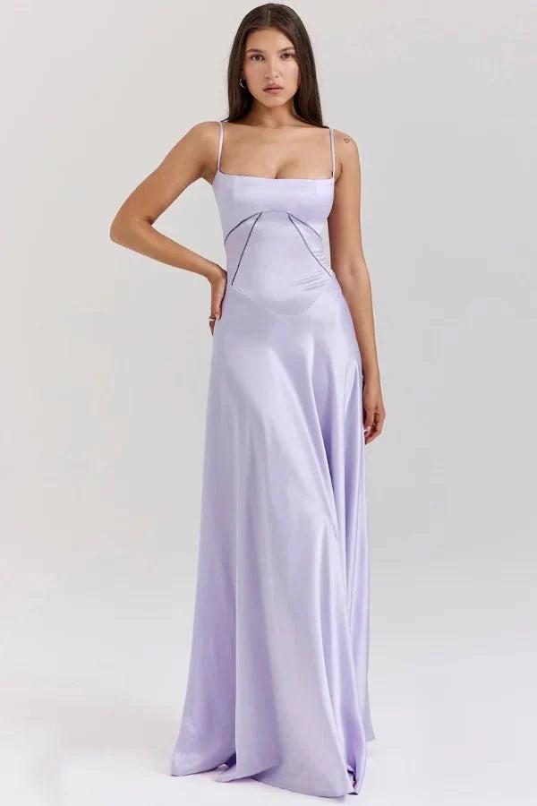 Gabriella | Robe longue corset en satin soyeux