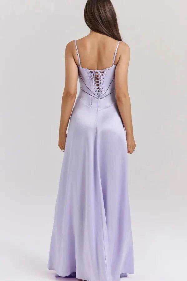 Gabriella | Robe longue corset en satin soyeux