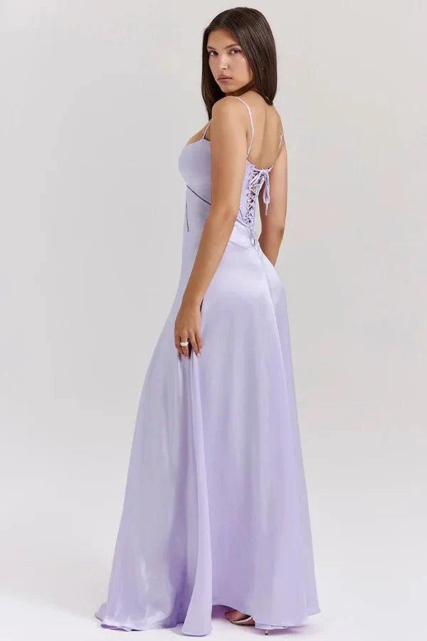 Gabriella | Robe longue corset en satin soyeux