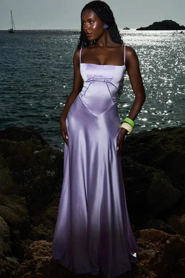 Gabriella | Robe longue corset en satin soyeux