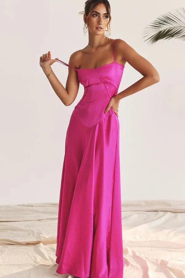 Gabriella | Robe longue corset en satin soyeux