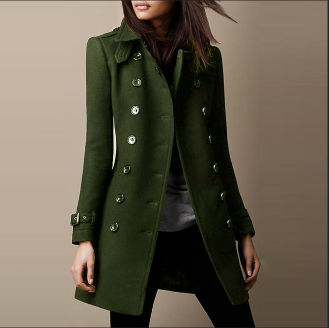 Zuria | Eleganter langer Wintermantel mit Knopfleiste